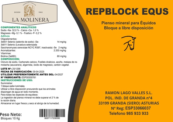 Bloque Nutraceutico Repblock Equs Caballos 10 kg